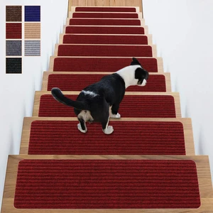 Carpet Stair Treads for Wooden Steps Non-Slip Indoor 16pcs 8x30inch Safety Rug Slip Resistant Indoor Runner for Kids Elders and Pets with Reusable Adhesive,Dark Red Carpet Stair Treads for Wooden Steps Non-Slip Indoor 16pcs 8x30inch Safety Rug Slip Resistant Indoor Runner for Kids Elders and Pets with Reusable Adhesive,Dark Red
