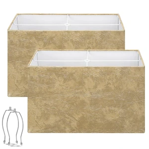 Rectangular Lamp Shades Set of 2, 16"L x 8"W x 10"H, Faux Leather, Tan Large Rectangle Lampshades for Table Lamp, Replacement Lampshade for Floor Lamp, Spider, Harp Holders Included, Easy Assembly Rectangular Lamp Shades Set of 2, 16"L x 8"W x 10"H, Faux Leather, Tan Large Rectangle Lampshades for Table Lamp, Replacement Lampshade for Floor Lamp, Spider, Harp Holders Included, Easy Assembly