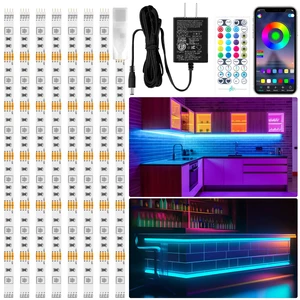 8 Pack RGB Under Cabinet Lights with App and Remote Control Music-Sync Color-Changing Plug-In LED Strip Lights for Cabinets, Counters, Shelves and Bookcases, 13 ft 8 Pack RGB Under Cabinet Lights with App and Remote Control Music-Sync Color-Changing Plug-In LED Strip Lights for Cabinets, Counters, Shelves and Bookcases, 13 ft