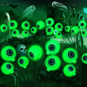 Solar Halloween Decorations, 4 Pack 24 LED Spooky Eyeball Lights, Outdoor Waterproof Solar Green Firefly Lights for Garden Yard Patio Pathway Lawn Halloween Party Solar Halloween Decorations, 4 Pack 24 LED Spooky Eyeball Lights, Outdoor Waterproof Solar Green Firefly Lights for Garden Yard Patio Pathway Lawn Halloween Party