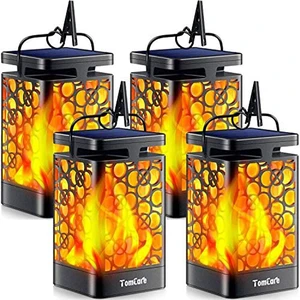 Solar Lanterns Outdoor, Flickering Flame Hanging Lights, 4 Pack Realistic Flame Effect, Charges in 6-8 Hours, 10-12-Hour Runtime, IP65 Waterproof, Auto On/Off for Patio, Garden and Porch Solar Lanterns Outdoor, Flickering Flame Hanging Lights, 4 Pack Realistic Flame Effect, Charges in 6-8 Hours, 10-12-Hour Runtime, IP65 Waterproof, Auto On/Off for Patio, Garden and Porch
