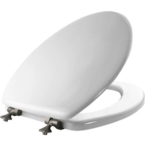 1844BNA 000 Toilet Seat with Brushed Nickel Hinges will Never Come Loose, ELONGATE, White - Brushed Nickel 1844BNA 000 Toilet Seat with Brushed Nickel Hinges will Never Come Loose, ELONGATE, White - Brushed Nickel