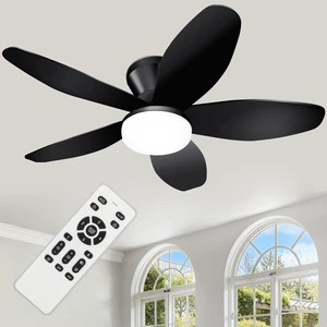 Small Ceiling Fan with Light - 35 Inch Flush Mount Ceiling Fan with Lights and Remote, Low Profile Ceiling Fans with 5 Reversible Blades, 6 Wind Speeds, Black Ceiling Fans for Bedroom Small Ceiling Fan with Light - 35 Inch Flush Mount Ceiling Fan with Lights and Remote, Low Profile Ceiling Fans with 5 Reversible Blades, 6 Wind Speeds, Black Ceiling Fans for Bedroom
