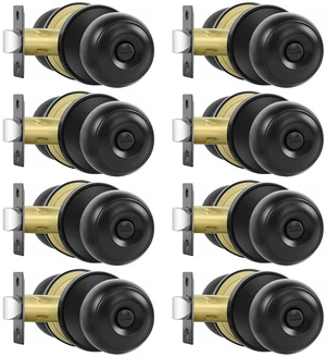 Privacy Door Knobs, 8 Pack Matte Black Door Knobs with Lock, Bed and Bath Door Knob Interior Keyless Locksets, Round Door Handles Reversible for Left Right Handed Doors Privacy Door Knobs, 8 Pack Matte Black Door Knobs with Lock, Bed and Bath Door Knob Interior Keyless Locksets, Round Door Handles Reversible for Left Right Handed Doors