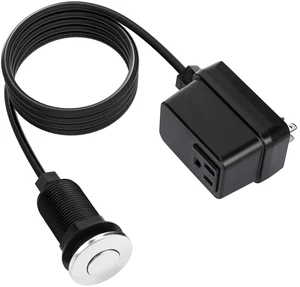 Garbage Disposal Switch, Cordless Air On Off Kit for Food Waste Disposer, Stainless Steel Polished, SHORT 2.5" Sink Top Push Button Garbage Disposal Switch, Cordless Air On Off Kit for Food Waste Disposer, Stainless Steel Polished, SHORT 2.5" Sink Top Push Button