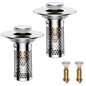 Bathroom Sink Drain Strainer,Universal Pop-Up Sink Stopper Hair Catcher, Anti-Clog Stainless Steel Drain Filter Basket, Removable Sink Drain for Bathroom Sink Stopper (Ysilver-2with Buckle) Bathroom Sink Drain Strainer,Universal Pop-Up Sink Stopper Hair Catcher, Anti-Clog Stainless Steel Drain Filter Basket, Removable Sink Drain for Bathroom Sink Stopper (Ysilver-2with Buckle)