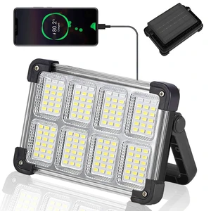 120W Solar Rechargeable Work Light, 144 LED Portable Flood Light with Stand, IP66 Waterproof 4 Modes LED Job Site Lighting Flashlights for Mechanic Camping Fishing Car Repair 120W Solar Rechargeable Work Light, 144 LED Portable Flood Light with Stand, IP66 Waterproof 4 Modes LED Job Site Lighting Flashlights for Mechanic Camping Fishing Car Repair