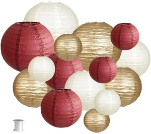 Round Hanging Paper Lanterns Burgundy and Gold Party Decorations15pcs Paper Lanterns Party Decorations for Graduation, Bachelorette, Wedding, Birthday Party Supplies Maroon/Gold/Ivory Round Hanging Paper Lanterns Burgundy and Gold Party Decorations15pcs Paper Lanterns Party Decorations for Graduation, Bachelorette, Wedding, Birthday Party Supplies Maroon/Gold/Ivory
