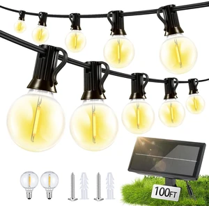 Solar Lights Outdoor Waterproof: G40 30M 100FT Shatterproof Bulbs Patio Lights - Solar Powered 3 Light Modes Solar Light - Camping Backyard Garden Deck Outside Yard Solar Lights Outdoor Waterproof: G40 30M 100FT Shatterproof Bulbs Patio Lights - Solar Powered 3 Light Modes Solar Light - Camping Backyard Garden Deck Outside Yard