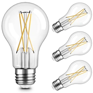A19 Vintage Dimmable LED Light Bulbs, E26 Base 60W Equivalent, 4 Pack 2700K Warm White, 8W, 800 Lumens High Brightness, CRI 80+, Clear Glass Edison Filament, for Home, Farmhouse A19 Vintage Dimmable LED Light Bulbs, E26 Base 60W Equivalent, 4 Pack 2700K Warm White, 8W, 800 Lumens High Brightness, CRI 80+, Clear Glass Edison Filament, for Home, Farmhouse