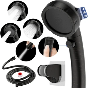 On/Off High Pressure Handheld Shower Head for RV Camper 3 Spray Modes Shower Head with Pause Button, Water Saving Shower Head with Hose and Self-adhesive Holder(Oil-Rubbed Bronze) On/Off High Pressure Handheld Shower Head for RV Camper 3 Spray Modes Shower Head with Pause Button, Water Saving Shower Head with Hose and Self-adhesive Holder(Oil-Rubbed Bronze)