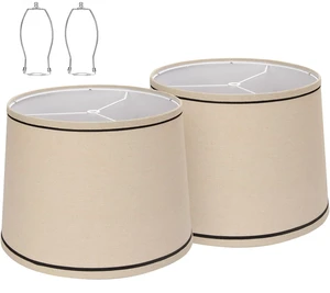 Drum Lamp Shades Set of 2 Beige Burlap,Fitter for Table &Floor Lamp Medium 11.6x12.6x9.8dual-layer fabric softens light, sturdy metal frame,Spider Fitter&EasyAssembly,fits bedroom/living room Drum Lamp Shades Set of 2 Beige Burlap,Fitter for Table &Floor Lamp Medium 11.6x12.6x9.8dual-layer fabric softens light, sturdy metal frame,Spider Fitter&EasyAssembly,fits bedroom/living room
