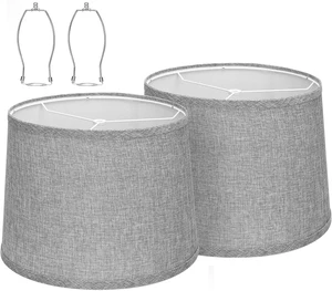 Gray Linen Drum Lamp Shades Set of 2,Fitter for Table &Floor Lamps Medium 11.6x12.6x9.8dual-layer fabric softens light, sturdy metal frame,Spider Fitter&EasyAssembly,fits bedroom/living room Gray Linen Drum Lamp Shades Set of 2,Fitter for Table &Floor Lamps Medium 11.6x12.6x9.8dual-layer fabric softens light, sturdy metal frame,Spider Fitter&EasyAssembly,fits bedroom/living room