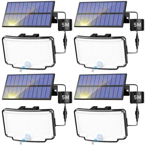 318 LED Solar Motion Lights Outdoor Waterproof with 16.4 FT Cable Cool White, Dusk to Dawn, 4 Pack /3 Modes, Security Flood Light for Outside Garden Patio Garage Yard 318 LED Solar Motion Lights Outdoor Waterproof with 16.4 FT Cable Cool White, Dusk to Dawn, 4 Pack /3 Modes, Security Flood Light for Outside Garden Patio Garage Yard
