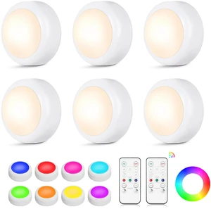 LED Puck Lights with Remote Control, 16 Color Changing Under Cabinet Lighting with Dimmer & Timer, AAA Battery Operated,Under for Closet Bedroom Kitchen, Stair (6 Pack White) LED Puck Lights with Remote Control, 16 Color Changing Under Cabinet Lighting with Dimmer & Timer, AAA Battery Operated,Under for Closet Bedroom Kitchen, Stair (6 Pack White)