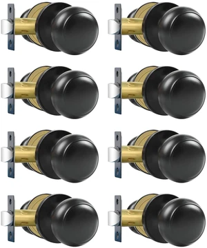 Passage Door Knobs, 8 Pack Matte Black Door Knobs, for Hallway & Closet Non-Locking Interior Round Door Handles Keyless Reversible for Left Right Handed Doors Passage Door Knobs, 8 Pack Matte Black Door Knobs, for Hallway & Closet Non-Locking Interior Round Door Handles Keyless Reversible for Left Right Handed Doors