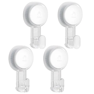 4 Pack Powerful Suction Cup Hooks for Shower, Towels & Loofahs, Clear Removable Shower Hooks for Inside Shower, 360° Rotatable, No-Drill Damage-free Hanger for Bathroom Wall Glass Door Mirror 4 Pack Powerful Suction Cup Hooks for Shower, Towels & Loofahs, Clear Removable Shower Hooks for Inside Shower, 360° Rotatable, No-Drill Damage-free Hanger for Bathroom Wall Glass Door Mirror