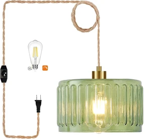 Plug in Pendant Light Hanging Lights with Plug in Cord Boho Hanging Lamp Glass Gold Mid Century Modern Vintage Dimmable Green Flower Plug in Chandelier Ceiling Fixture for Living Room,Kitchen Plug in Pendant Light Hanging Lights with Plug in Cord Boho Hanging Lamp Glass Gold Mid Century Modern Vintage Dimmable Green Flower Plug in Chandelier Ceiling Fixture for Living Room,Kitchen