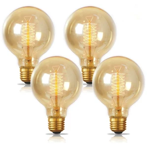 4-Pack Edison Light Bulbs 60 Watt Dimmable G80 Vintage Warm Bulbs 2200K Warm Light, 230LM Brightness, 110V E26 Base, Dimmable Vintage Style Bulb for Bedroom Living Room Decor 4-Pack Edison Light Bulbs 60 Watt Dimmable G80 Vintage Warm Bulbs 2200K Warm Light, 230LM Brightness, 110V E26 Base, Dimmable Vintage Style Bulb for Bedroom Living Room Decor