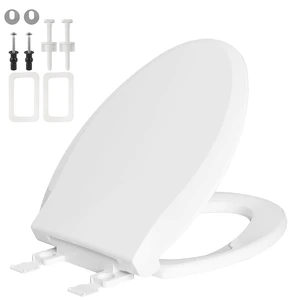 Toilet Seat Elongated with Slow Close Hinges, Universal Oval Fit, White Compatible with TOTO/Kohler/Gerber/American Standard, Four Bumpers Never Loosen, Two Sets Toilet Bolts and Nuts Toilet Seat Elongated with Slow Close Hinges, Universal Oval Fit, White Compatible with TOTO/Kohler/Gerber/American Standard, Four Bumpers Never Loosen, Two Sets Toilet Bolts and Nuts