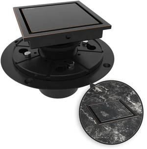 4 Inch Square Shower Drain Bronze Floor Drain with Flange Reversible 2-in-1 Cover Tile Insert Grate Removable SUS304 Stainless Steel CUPC Certified Oil Rubbed Bronze 4 Inch Square Shower Drain Bronze Floor Drain with Flange Reversible 2-in-1 Cover Tile Insert Grate Removable SUS304 Stainless Steel CUPC Certified Oil Rubbed Bronze