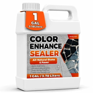 Wet Look Stone Sealer, 1 Gallon, Concrete Sealer & Stone Color Enhancer Deepens Natural Stone Color While Adding a Rich Wet-Look Gloss to Pavers, Concrete, Brick & Masonry Wet Look Stone Sealer, 1 Gallon, Concrete Sealer & Stone Color Enhancer Deepens Natural Stone Color While Adding a Rich Wet-Look Gloss to Pavers, Concrete, Brick & Masonry
