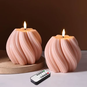 Dusty Pink Swirl Flameless Candles with Remote Timer Flickering LED Round Candle, Real Wax Coating, 2 AA Battery Powered, Aesthetic Home Shelf Decor 2 Pack Dusty Pink Swirl Flameless Candles with Remote Timer Flickering LED Round Candle, Real Wax Coating, 2 AA Battery Powered, Aesthetic Home Shelf Decor 2 Pack