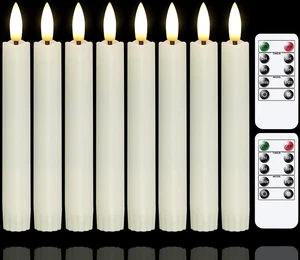 Battery Operated Flameless Taper Candles with Two Remote Timer, 6.4" LED 3D-Wick Window Candles, Flickering Long-Lasting Warm Light Electric Pack of 8 Flameless Candlesticks (0.78" Dia, Ivory) Battery Operated Flameless Taper Candles with Two Remote Timer, 6.4" LED 3D-Wick Window Candles, Flickering Long-Lasting Warm Light Electric Pack of 8 Flameless Candlesticks (0.78" Dia, Ivory)