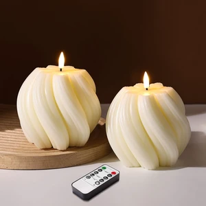 Cream White Swirl Flameless Candles with Remote Timer Flickering LED Round Candle, Real Wax Coating, 2 AA Battery Powered, Aesthetic Home Shelf Decor 2 Pack Cream White Swirl Flameless Candles with Remote Timer Flickering LED Round Candle, Real Wax Coating, 2 AA Battery Powered, Aesthetic Home Shelf Decor 2 Pack
