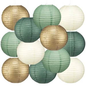 12 Pcs 10" Golg Greem Boho Paper Lanterns Party Classroom Decor Back to School Classrooms Decorations, Hanging Lanterns for Birthday Wedding Ceiling, Round Paper Decor, Assorted Colors 12 Pcs 10" Golg Greem Boho Paper Lanterns Party Classroom Decor Back to School Classrooms Decorations, Hanging Lanterns for Birthday Wedding Ceiling, Round Paper Decor, Assorted Colors