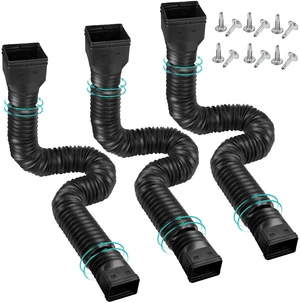 3 Pack Rain Gutter Downspout Extensions Flexible,Downspout Diverter Extendable From 21" To 58". Downspout Extender Is Suitable For Most Drain Pipe (Black) 3 Pack Rain Gutter Downspout Extensions Flexible,Downspout Diverter Extendable From 21" To 58". Downspout Extender Is Suitable For Most Drain Pipe (Black)