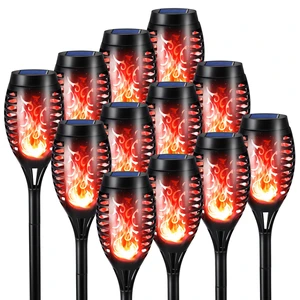 Solar Torch Flame Lights, 12 Pack Solar Halloween Lights Outdoor with Flickering Flame, Waterproof Patio Light Landscape Decoration Lighting for Garden Yard Outdoor Halloween Decor - Red Solar Torch Flame Lights, 12 Pack Solar Halloween Lights Outdoor with Flickering Flame, Waterproof Patio Light Landscape Decoration Lighting for Garden Yard Outdoor Halloween Decor - Red