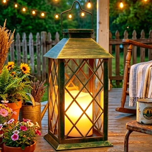 14'' Large Tempered Glass Solar Lanterns Outdoor Waterproof Bronze retro solar lantern with flickering flameless candles, ideal decoration for wall, porch, patio, table and garden 14'' Large Tempered Glass Solar Lanterns Outdoor Waterproof Bronze retro solar lantern with flickering flameless candles, ideal decoration for wall, porch, patio, table and garden