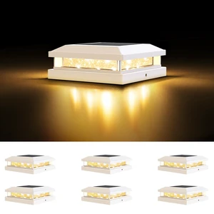 4x4 5x5 Solar Post Cap Lights Outdoor 6-Pack White for Vinyl/Wooden Post, 16LEDs, Warm/Cool White, Waterproof, Solar Powered Fence Post Lights for Garden, Patio, Porch 4x4 5x5 Solar Post Cap Lights Outdoor 6-Pack White for Vinyl/Wooden Post, 16LEDs, Warm/Cool White, Waterproof, Solar Powered Fence Post Lights for Garden, Patio, Porch