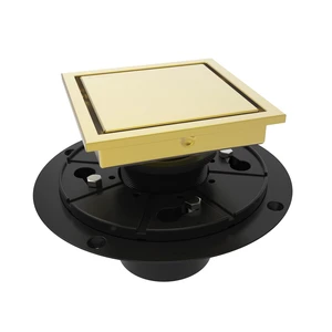 4 Inch Square Shower Drain Gold Floor Drain with Flange Reversible 2-in-1 Cover Tile Insert Grate Removable SUS304 Stainless Steel CUPC Certified Brushed Gold 4 Inch Square Shower Drain Gold Floor Drain with Flange Reversible 2-in-1 Cover Tile Insert Grate Removable SUS304 Stainless Steel CUPC Certified Brushed Gold