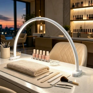 Half Moon Nail Light, 180° No Shadow LED Nail Desk Lamp with Foldable Height Adjustable Base, Nail Tech Lamp Soft Light Eye Protection for Manicure Eyelash Tattoo Craft Workbench Lighting Half Moon Nail Light, 180° No Shadow LED Nail Desk Lamp with Foldable Height Adjustable Base, Nail Tech Lamp Soft Light Eye Protection for Manicure Eyelash Tattoo Craft Workbench Lighting