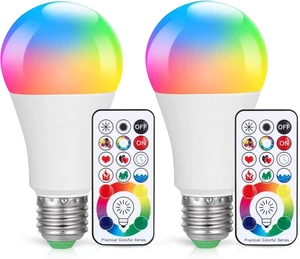 RGBW Color Changing Light Bulb, 2 Pack Dimmable E26 LED with Remote 120 colors with remote, dimmable, timer & memory function. Mood & decorative light for bedroom, party, stage & home decor RGBW Color Changing Light Bulb, 2 Pack Dimmable E26 LED with Remote 120 colors with remote, dimmable, timer & memory function. Mood & decorative light for bedroom, party, stage & home decor