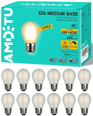 Vintage LED Edison Short Small Bulbs G45 Frosted,40W E26 2700K Dimmable 12P 2700K Soft White Frosted E26 G45 LED Edison Bulbs,4W Replaces 40W,Dimmable for Ceiling Fans,Vanity & Table Lamps 12pack Vintage LED Edison Short Small Bulbs G45 Frosted,40W E26 2700K Dimmable 12P 2700K Soft White Frosted E26 G45 LED Edison Bulbs,4W Replaces 40W,Dimmable for Ceiling Fans,Vanity & Table Lamps 12pack