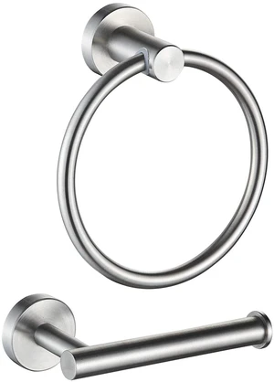 2-Pc Bathroom Hardware Set - Hand Towel Holder for Bathroom Wall - Toilet Paper Holder Stand Wall Mount - Towel Holder Hanger Rack Stainless Steel Bathroom Set Towel Ring - Brushed Steel 2-Pc Bathroom Hardware Set - Hand Towel Holder for Bathroom Wall - Toilet Paper Holder Stand Wall Mount - Towel Holder Hanger Rack Stainless Steel Bathroom Set Towel Ring - Brushed Steel