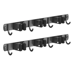 2 Pack Mop and Broom Holder Wall Mount for Kitchen Garden Garage Laundry Stainless Steel, Non-slip Broom Hanger Wall Mount, Heavy Duty Mop Broom Organizer, Black, 3 Racks 4 Hooks 2 Pack Mop and Broom Holder Wall Mount for Kitchen Garden Garage Laundry Stainless Steel, Non-slip Broom Hanger Wall Mount, Heavy Duty Mop Broom Organizer, Black, 3 Racks 4 Hooks