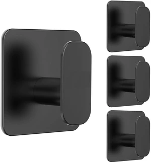 4 Pack Large Heavy Duty Wall Hooks - 26lb Max, Stainless Steel Adhesive Towel Hook, Shower Hooks for Hanging Towel, Coat, Robe, Sticky Wall Mount Hook for Bathroom, Kitchen and Door, Black 4 Pack Large Heavy Duty Wall Hooks - 26lb Max, Stainless Steel Adhesive Towel Hook, Shower Hooks for Hanging Towel, Coat, Robe, Sticky Wall Mount Hook for Bathroom, Kitchen and Door, Black