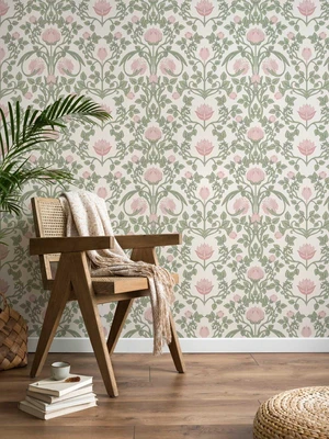Floral Wallpaper Peel and Stick - 393.7" × 17.3" Pink and Green Wallpaper for Bedroom Decorative Self Adhesive Shelf Drawer Liner Floral Wallpaper Peel and Stick - 393.7" × 17.3" Pink and Green Wallpaper for Bedroom Decorative Self Adhesive Shelf Drawer Liner