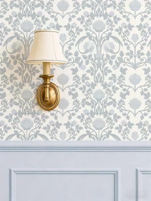17.3" × 393.7" Blue Floral Peel and Stick Wallpaper, Damask Vintage Wallpaper for Bedroom Bathroom Self Adhesive Removable 17.3" × 393.7" Blue Floral Peel and Stick Wallpaper, Damask Vintage Wallpaper for Bedroom Bathroom Self Adhesive Removable