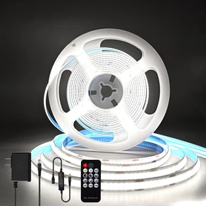 COB LED Strip Light 24V, 16.4ft White LED Light Strip with Remote, High Density Flexible White Tape Lights, CRI90+ LED Lighting for Backlighting for TV, Bedroom, Cabinet, Indoor Decor COB LED Strip Light 24V, 16.4ft White LED Light Strip with Remote, High Density Flexible White Tape Lights, CRI90+ LED Lighting for Backlighting for TV, Bedroom, Cabinet, Indoor Decor