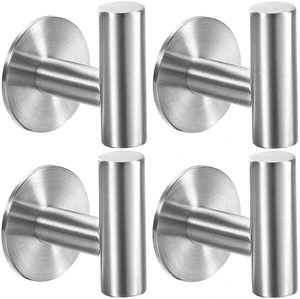 Brushed Nickel Self Adhesive Stainless Steel Towel Hooks (4-Pack) SUS304, Self-Adhesive, Heavy Duty, Waterproof, Coat Robe Hook for Bathroom, Kitchen, Hotel Brushed Nickel Self Adhesive Stainless Steel Towel Hooks (4-Pack) SUS304, Self-Adhesive, Heavy Duty, Waterproof, Coat Robe Hook for Bathroom, Kitchen, Hotel