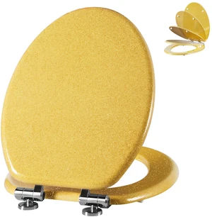 Glitter Toilet Seat, Slow Close (Elongated, Yellow) Molded Wood Elongated Toilet Seat, Quiet Close, Quick Release Hinges, Easy to Install and Clean Glitter Toilet Seat, Slow Close (Elongated, Yellow) Molded Wood Elongated Toilet Seat, Quiet Close, Quick Release Hinges, Easy to Install and Clean