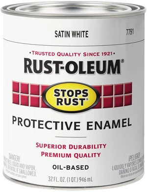 Stops Rust Brush On Protective Enamel Paint, Satin White Rust and Corrosion Resistant, Indoor and Outdoor Durability, Beautiful Finish on Metal, Wood and More, Quart - House Paint Stops Rust Brush On Protective Enamel Paint, Satin White Rust and Corrosion Resistant, Indoor and Outdoor Durability, Beautiful Finish on Metal, Wood and More, Quart - House Paint