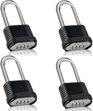 4 Digit Heavy Duty Combination Lock - 105mm Long Shackle Weatherproof Combination Padlock, Outdoor Combo Lock for Storage Units, Gym Lockers, Fence Gates & Shed Doors - Black (4pcs) 4 Digit Heavy Duty Combination Lock - 105mm Long Shackle Weatherproof Combination Padlock, Outdoor Combo Lock for Storage Units, Gym Lockers, Fence Gates & Shed Doors - Black (4pcs)