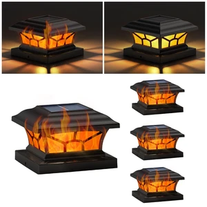 4 Pack Solar Post Cap Lights Outdoor, Flickering Flame & Warm White Fits 4x4, 5x5, 6x6 Wooden & Vinyl Posts,Fence Deck Post Lights,Edison-style bulb 4 Pack Solar Post Cap Lights Outdoor, Flickering Flame & Warm White Fits 4x4, 5x5, 6x6 Wooden & Vinyl Posts,Fence Deck Post Lights,Edison-style bulb