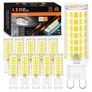 10 Pack G9 LED Bulbs 4000K Natural Daylight 60W Equivalent CRI 85+ Halogen Replacement, T4 Bi Pin G9 Ceramic Base, 6W LED, 600LM 120V, 360°Beam Angle for Chandelier Non-Dimmable 10 Pack G9 LED Bulbs 4000K Natural Daylight 60W Equivalent CRI 85+ Halogen Replacement, T4 Bi Pin G9 Ceramic Base, 6W LED, 600LM 120V, 360°Beam Angle for Chandelier Non-Dimmable